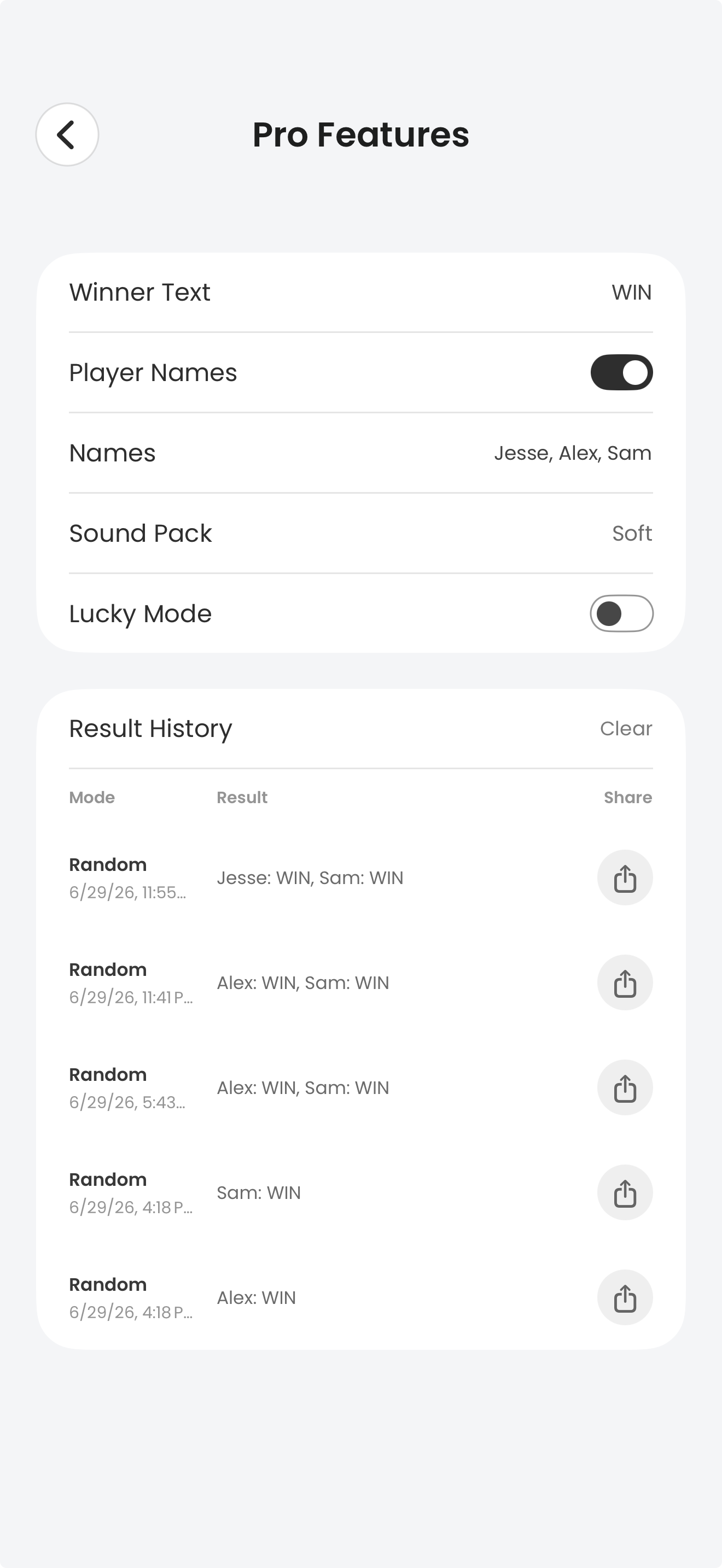 WhozIt result history screen